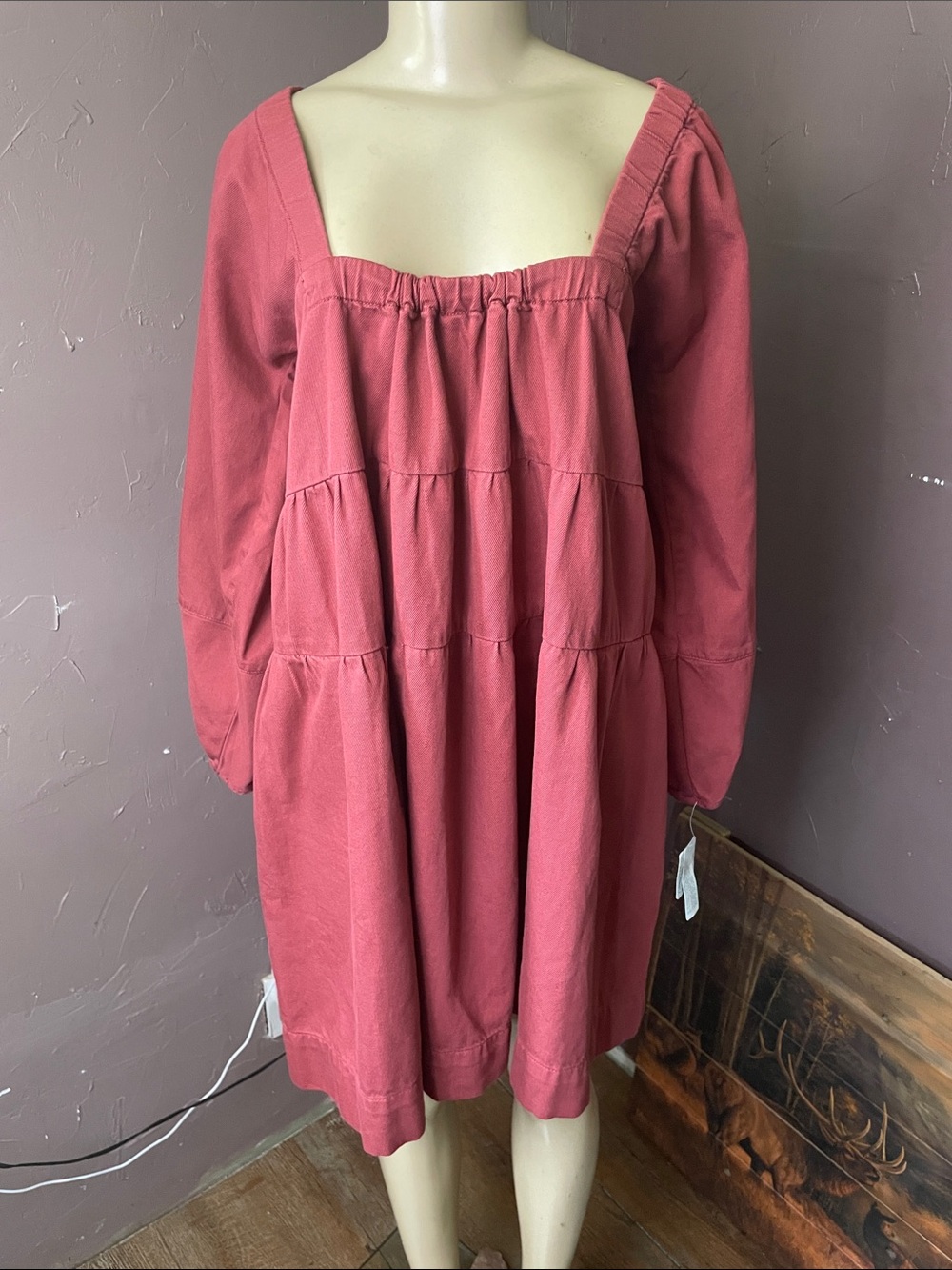 Free People Dusty Rose Square Neck Dress
